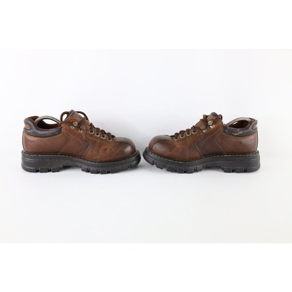 Vintage Grunge Goth Mens Size 8 Distressed Leather Chunky Platform Shoes Brown main image 6